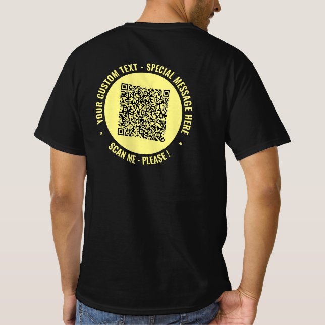 Your QR Code and Custom Text T-Shirt Choose Colour (Back)