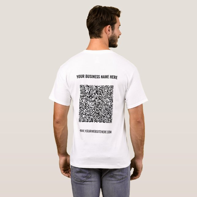 Your QR Code and Custom Text T-Shirt Promotional (Back Full)