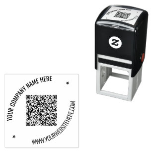 Your QR Code and Custom Text Unique Design Stamp