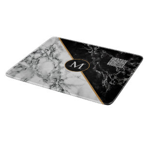 Your QR Code and Letter Glass Cutting Board Marble