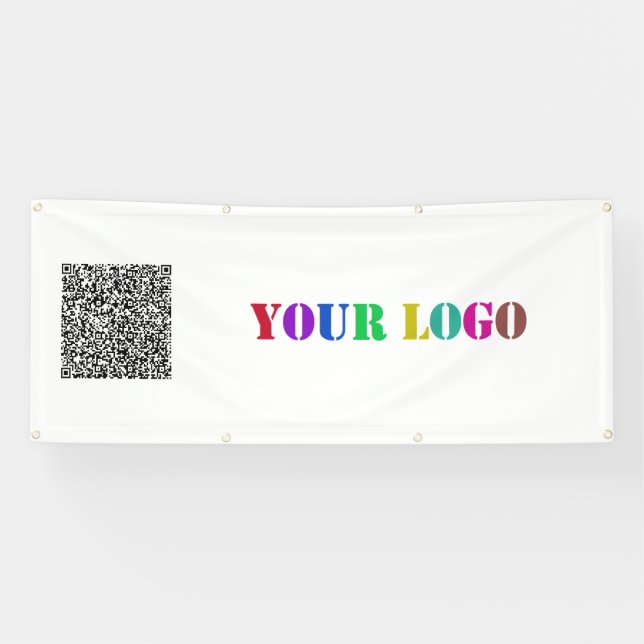 Your QR Code and Logo Business Promotional Banner (Horizontal)