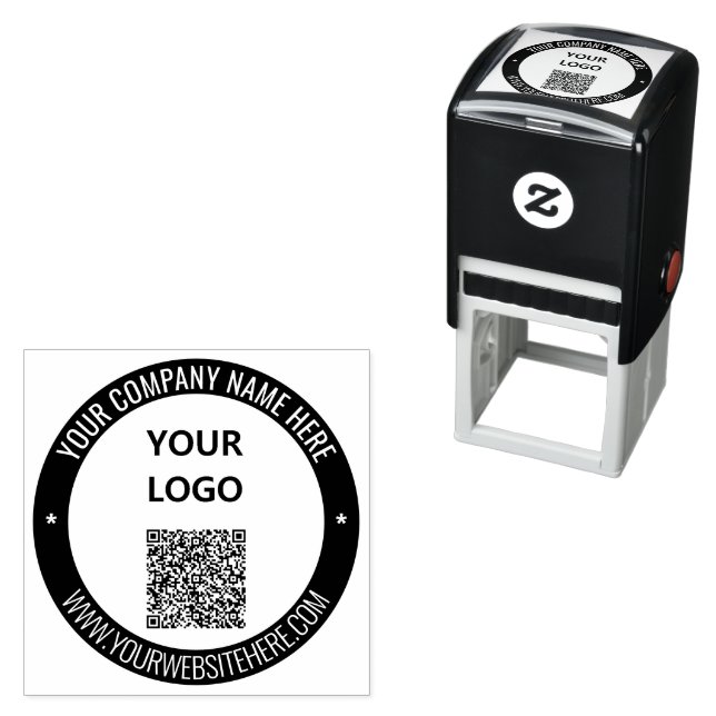 Your QR Code and Logo Color Round Stamp Template (In Situ)