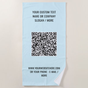 Your QR Code and Text Beach Towel Custom Colours