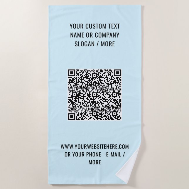 Your QR Code and Text Beach Towel Custom Colours (Front)