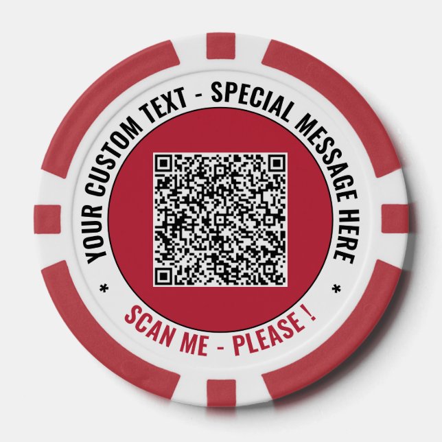 Your QR Code and Text Branded Poker Chips Example (Front)