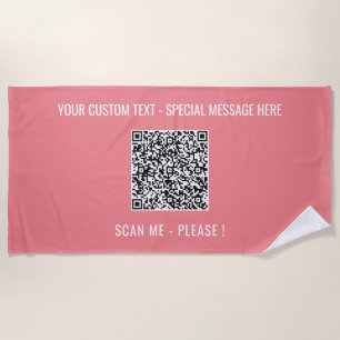Your QR Code Beach Towel Custom Text and Colours