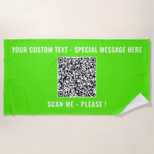 Your QR Code Beach Towel Example with Custom Text