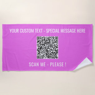 Your QR Code Beach Towel Example with Custom Text