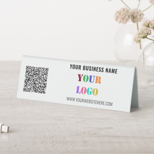 Your QR Code Business Logo Name Table Tent Sign (In SItu (Table))