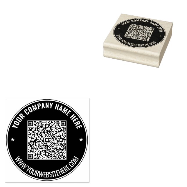 Your QR Code Colour Roud Rubber Stamp Example (Stamped)