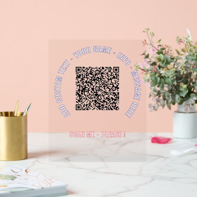 Your QR Code Custom Text and Colour Acrylic Sign (Wedding)