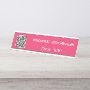 Your QR Code Custom Text and Colour Desk Name Plat Plate