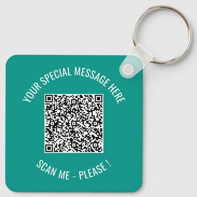 Your QR Code Custom Text and Colours Gift Keychain (Back)