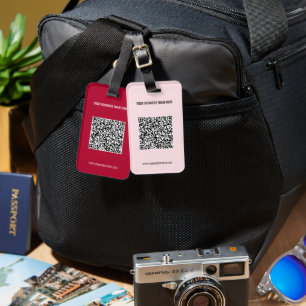 Your QR Code Custom Text and Colours Luggage Tag