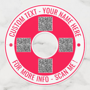 Your QR Code Custom Text and Colours Wine Glass Ta Tag