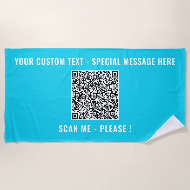 Your QR Code Custom Text Beach Towel Choose Colour (Front)