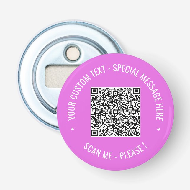 Your QR Code Custom Text Bottle Opener Example (Front)