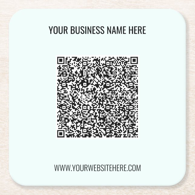 Your QR Code Custom Text Business Paper Coasters (Front)
