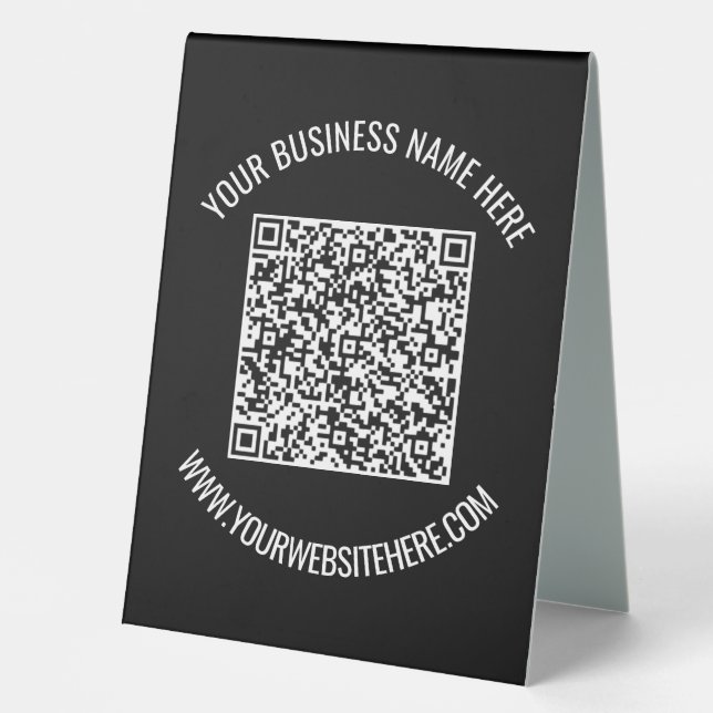 Your QR Code Custom Text Business Table Tent Sign (Front)