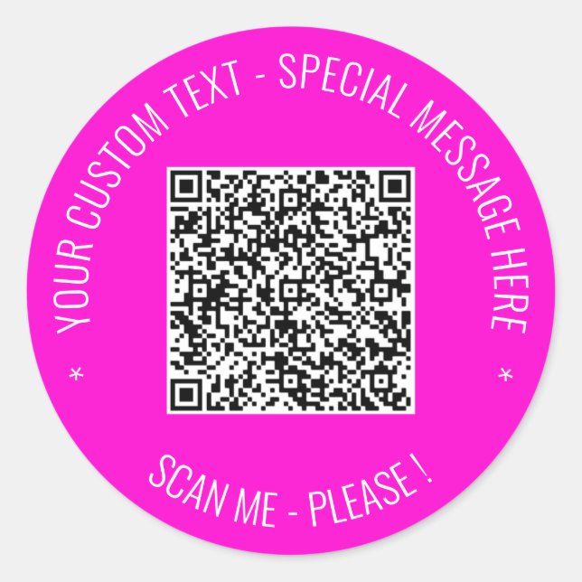 Your QR Code Custom Text Colour Stickers Template (Front)