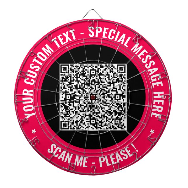 Your QR Code Custom Text Dart Board Choose Colours (Front)