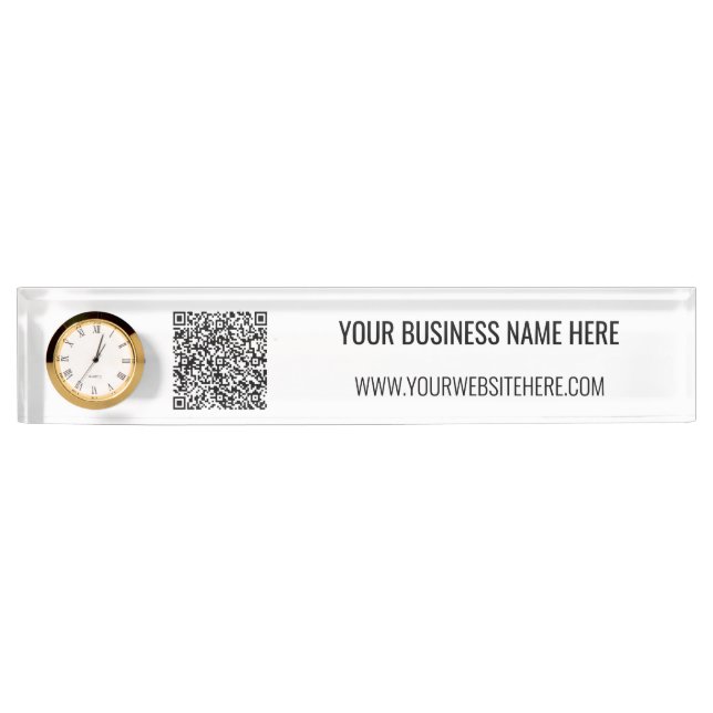 Your QR Code Custom Text Desk Name Plate Template (Front)