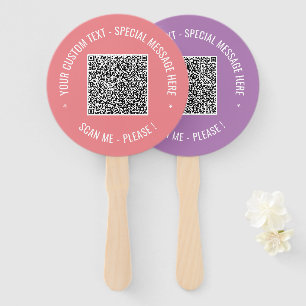 Your QR Code Custom Text Hand Fan Choose Colours