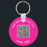 Your QR Code Custom Text Keychain - Choose Colour<br><div class="desc">Choose Colours and Fonts - Design Your Own Personalised Keychain Example with Your Special QR Code Scan Info and Custom Text Modern Keychains Gift - Add Your QR Code - Image - Photo or Logo / Text - Name or other info / message - Resize and Move or Remove /...</div>
