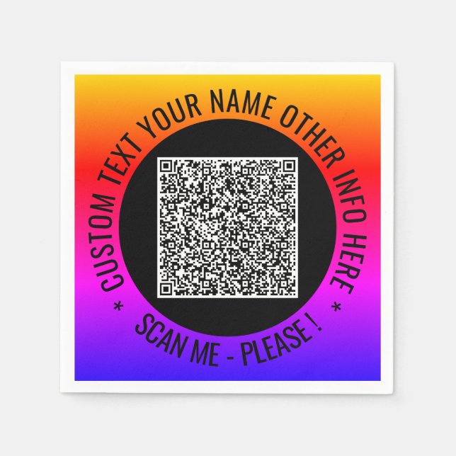 Your QR Code Custom Text Napkins Example (Front)