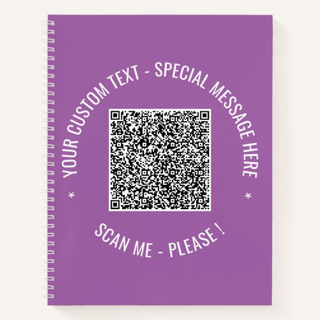 Your QR Code Custom Text Notebook Template (Front)