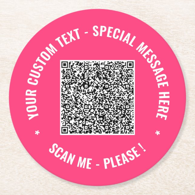 Your QR Code Custom Text Paper Coasters Example (Front)