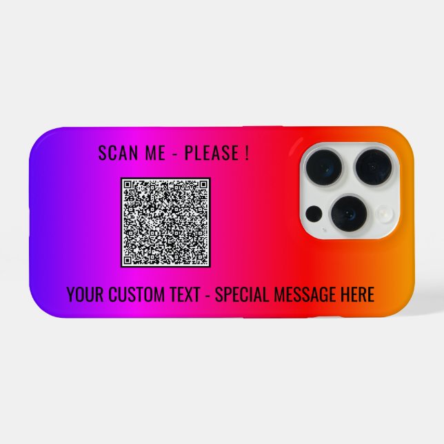 Your QR Code Custom Text Personalised iPhone Case (Back Horizontal)