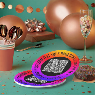 Your QR Code Custom Text Personalised Paper Plates