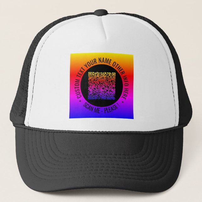Your QR Code Custom Text Personalised Trucker Hat (Front)