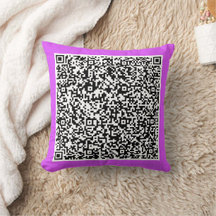 Your QR Code Custom Text Pillow Choose Colour