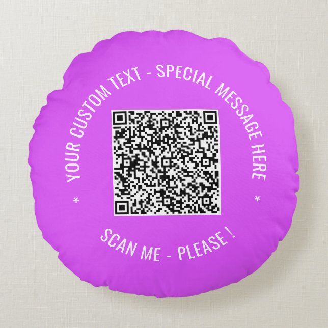 Your QR Code Custom Text Round Pillow Choose Colou (Front)