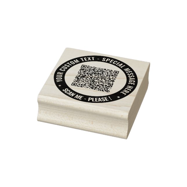Your QR Code Custom Text Round Rubber Stamp (Stamp)