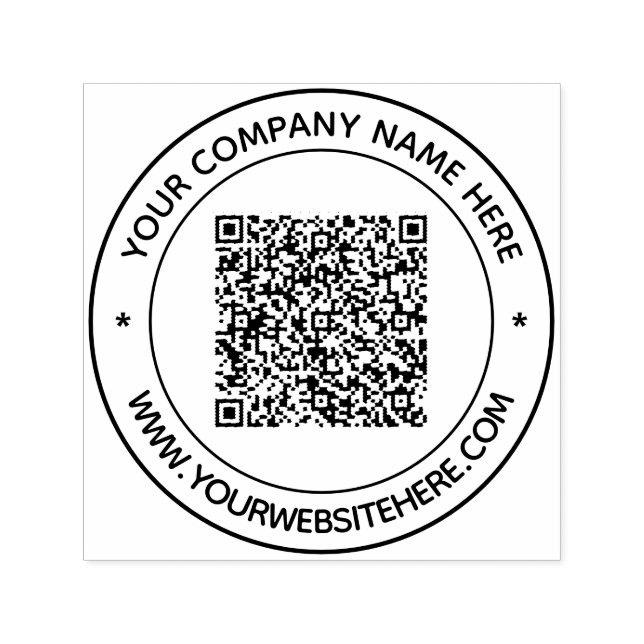 Your QR Code Custom Text Round Self-inking Stamp (Design)