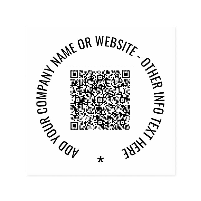 Your QR Code Custom Text Round Self-inking Stamp (Design)