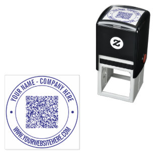 Your QR Code Custom Text Round Self-inking Stamp
