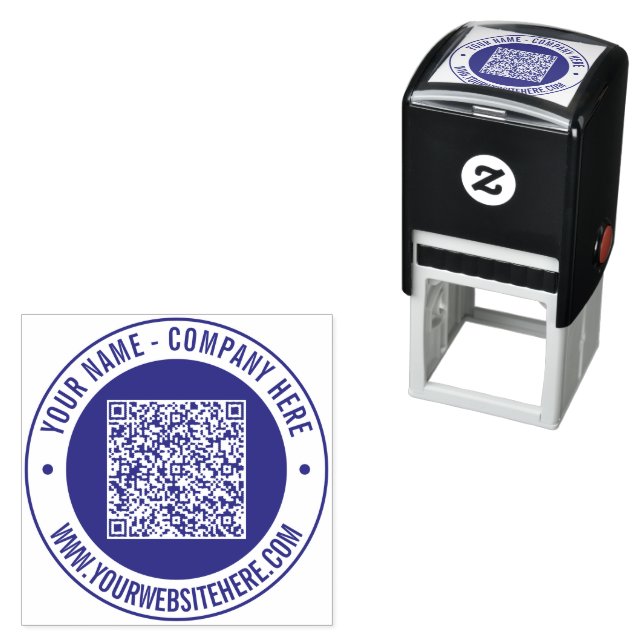 Your QR Code Custom Text Round Self-inking Stamp (In Situ)
