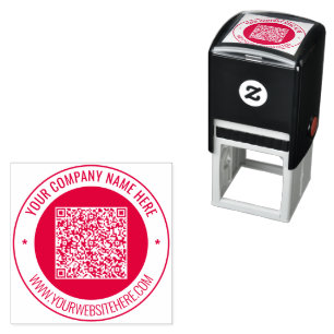 Your QR Code Custom Text Round Stamp Choose Colour