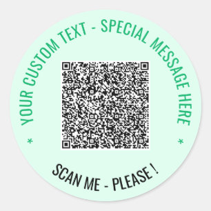 Your QR Code Custom Text Round Sticker Template