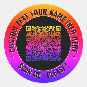Your QR Code Custom Text Round Stickers Template