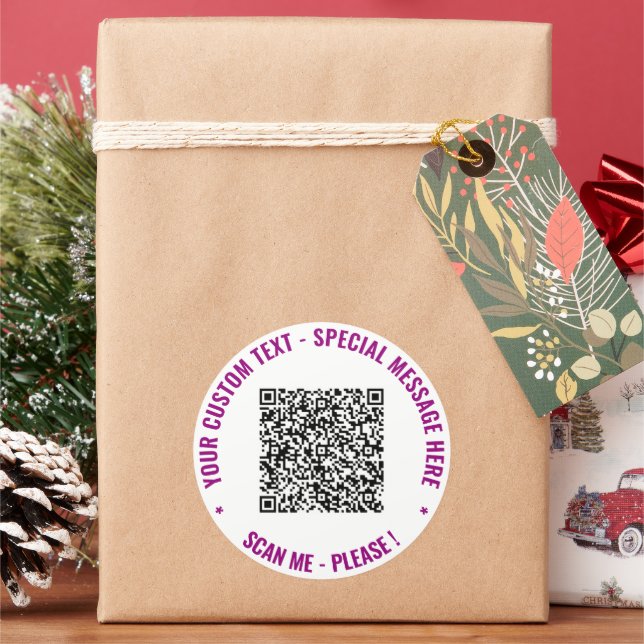 Your QR Code Custom Text Sticker Choose Colours (Holiday)