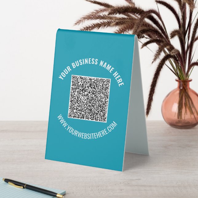 Your QR Code Custom Text Table Tent Sign Template (In SItu (Table))