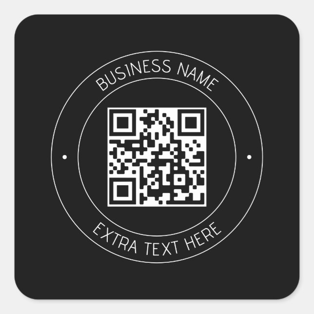 Your QR code & Editable Text | Black & White Square Sticker (Front)