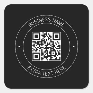 Your QR code & Editable Text   Black & White Square Sticker