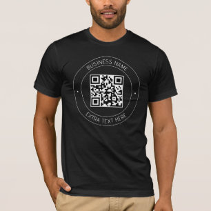 Your QR code & Editable Text   Black & White T-Shirt