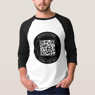 Your QR code & Editable Text   Black & White T-Shirt
